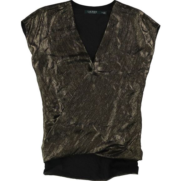 Ralph Lauren Tops - Ralph Lauren Womens Metallic Knit Blouse, Metallic, NWT